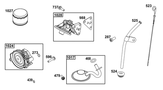 Lubrication Group Diagram and Parts List for 305447-0600-G1 200000 - 399999 Briggs and Stratton Engine
